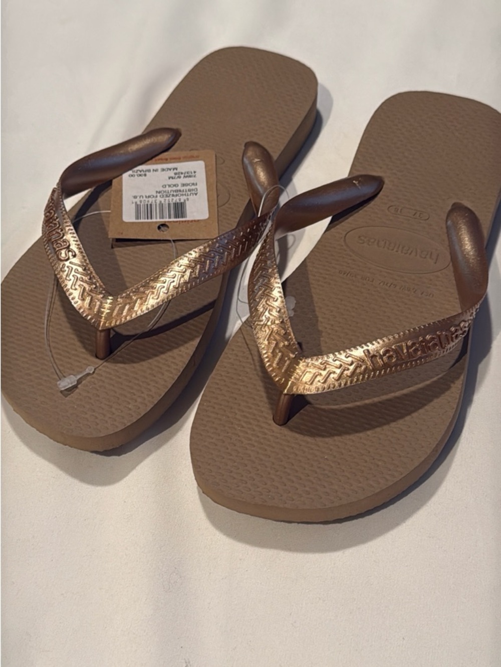 Havaianas Women's Metallic Rose Gold Flip Flops